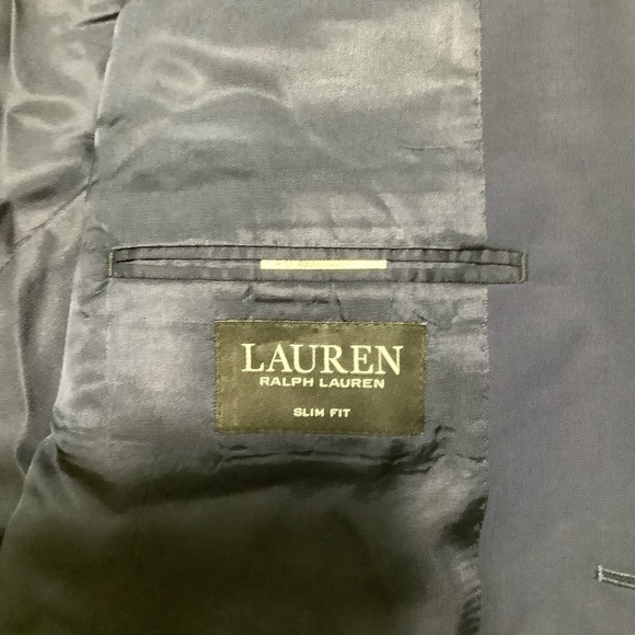 Lauren Ralph Lauren Black Label Wool Blazer Sz 42L Navy Blue Two Button - Picture 3 of 6